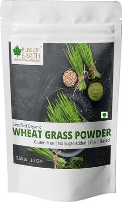 Bliss of Earth Organic Wheatgrass Powder 33 Servings Super food Dietary Supplement Rich in Vit A & B | Non GMO | Gluten Free 100 GM