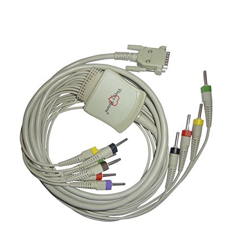 10 Lead ECG Cable Compatible with RMS 4mm 15 pin banana type