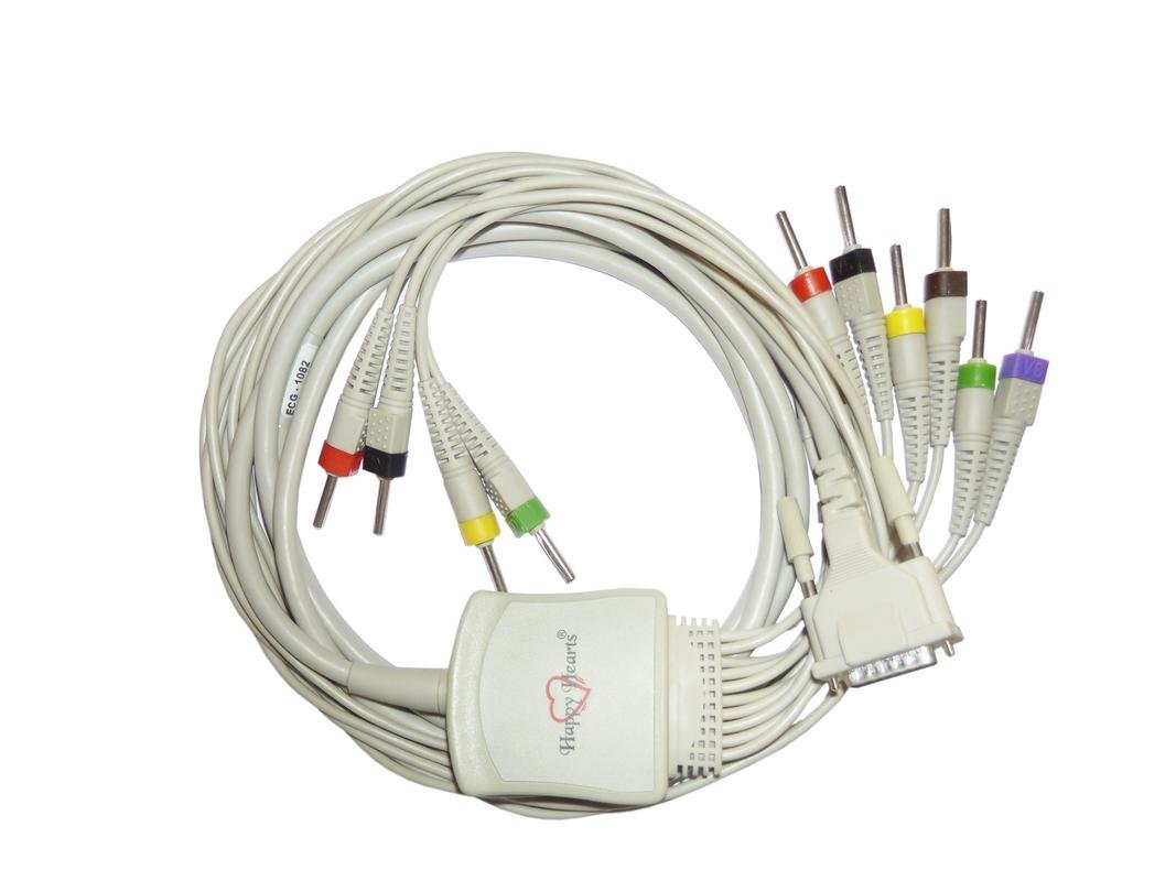 10 Lead ECG Cable Compatible with schiller 4 mm 15 pin banana type