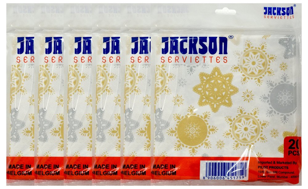 Jackson Serviettes Soft 3 Ply Designer Face Tissue Packet_09-20 pcs (Pack of 6)