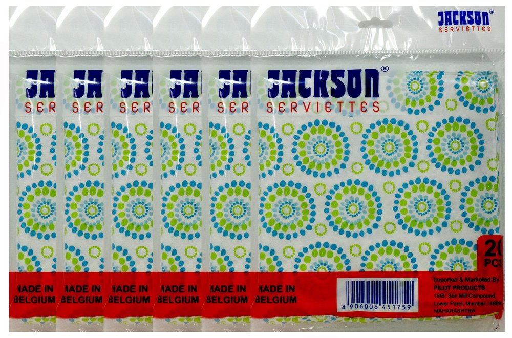 Jackson Serviettes Soft 3 Ply Designer Face Tissue Packet_11-20 pcs (Pack of 6)