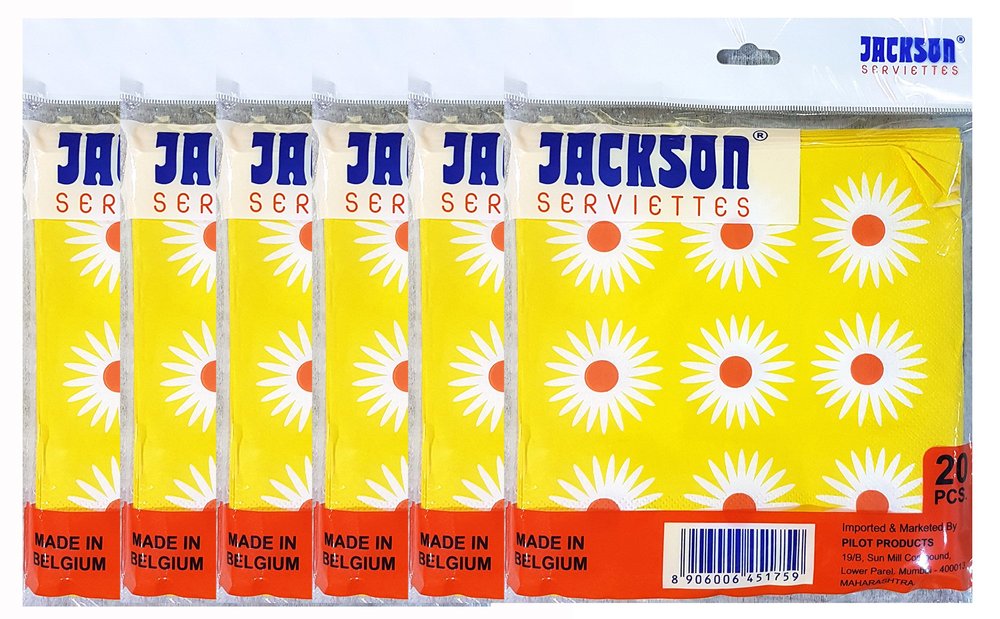 Jackson Serviettes Soft 3 Ply Designer Face Tissue Packet_10-20 pcs (Pack of 6)