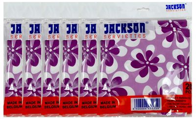 Jackson Serviettes Soft 3 Ply Designer Face Tissue Packet_01-20 pcs (Pack of 6)