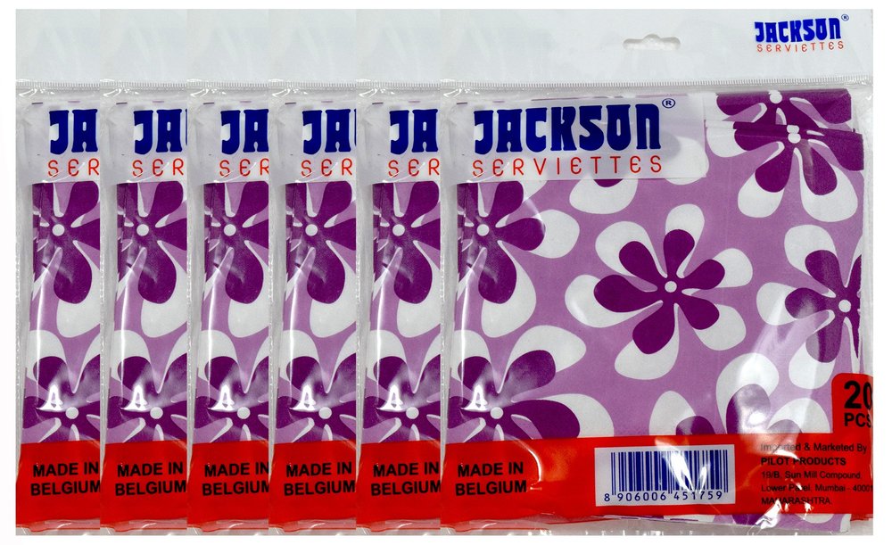 Jackson Serviettes Soft 3 Ply Designer Face Tissue Packet_01-20 pcs (Pack of 6)