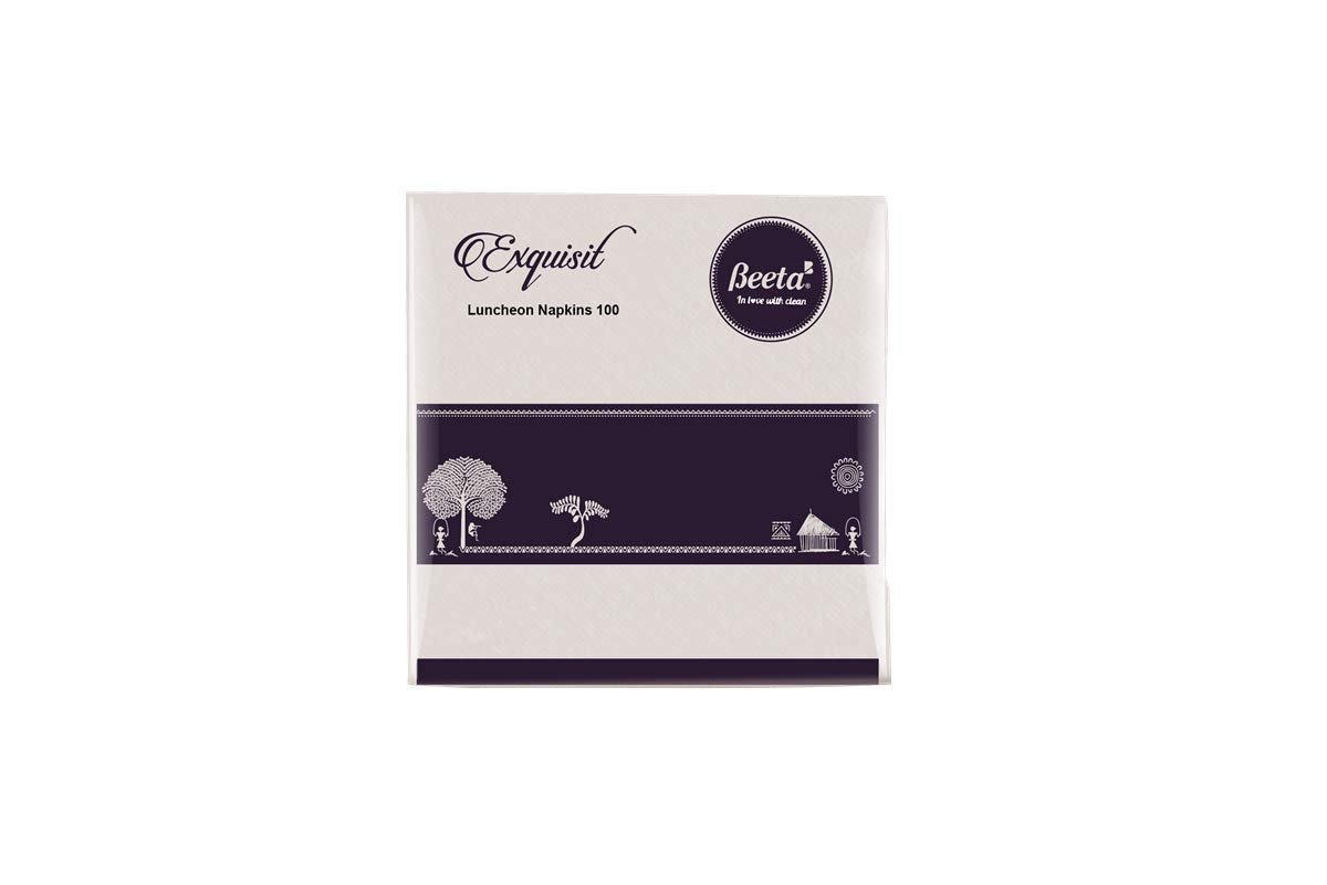 Beeta 1 Ply Daily Pack Paper Napkin Tissue - 100 Napkins (Pack of 6)- 1 Ply- 600 Napkins- 100% Natural Cellulose Fiber