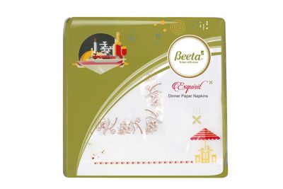 Beeta Printed Dinner Paper Napkin Printed Tissue 50 Napkin x 2 Ply (Pack of 4) (Assorted or Identical Design)- 200 Napkins- Each 2 Ply Tissue Paper- 100% Natural Cellulose Fiber