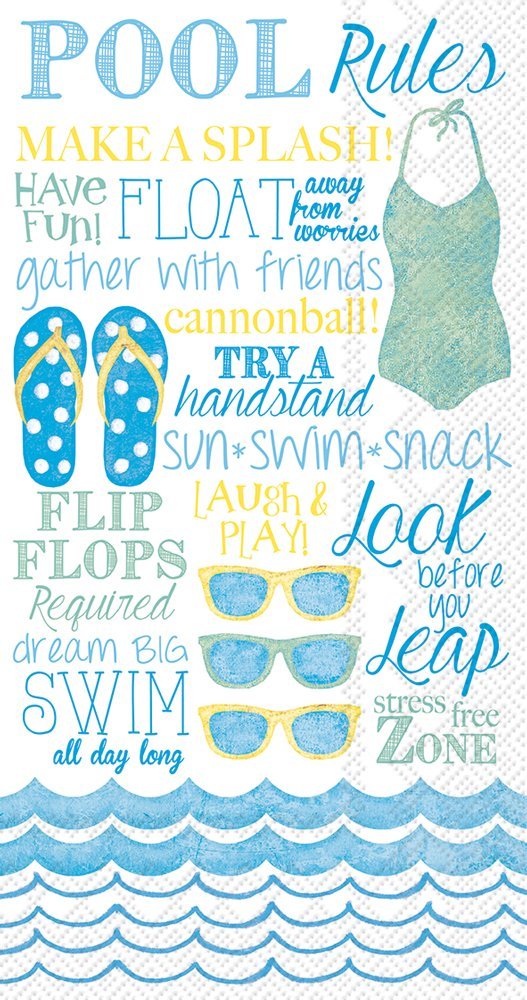 Boston International BF780000 20 Count Paper Guest/Buffet Napkins, Pool Rules