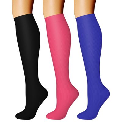 CHARMKING Compression Socks for Women & Men Circulation (3 Pairs) 15-20 mmHg is Best Athletic for Running, Flight Travel, Support, Cycling, Pregnant - Boost Performance, Durability (L/XL,Multi 06)