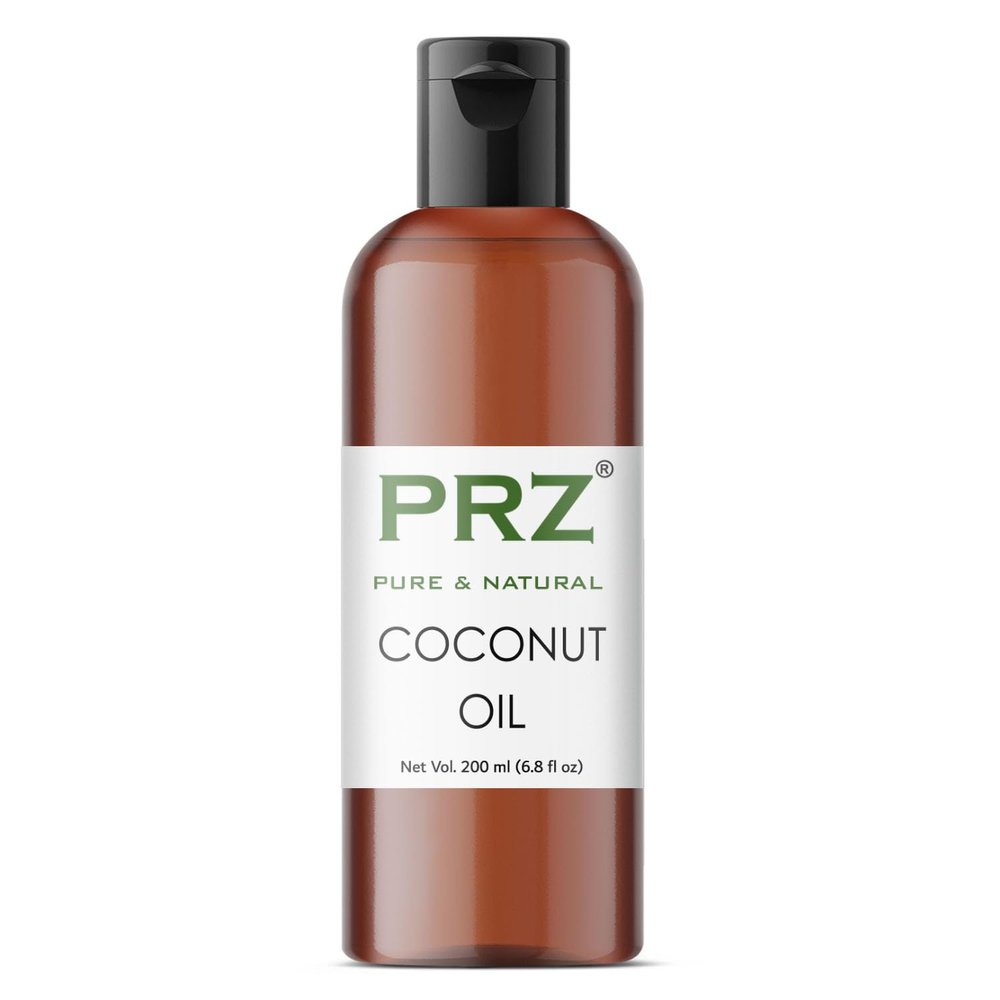 PRZ Coconut Extra Virgin Cold Pressed Carrier Oil - Pure Natural & Therapeutic Grade Oil for Aromatherapy Body Massage, Skin Care & Hair Care, 200 ml