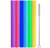 ALINK Reusable Boba Smoothie Straws, 10" Long Extra Wide Fat Silicone Straws for Drinking Bubble Tea, Milkshakes, Set of 6 with Cleaning Brush view 1