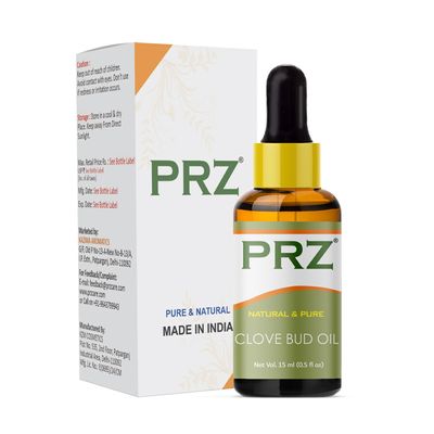 PRZ Clove Bud Essential Oil - Pure Natural Aromatherapy & Therapeutic Grade Oil for Skin Care & Hair Care, 15 ml