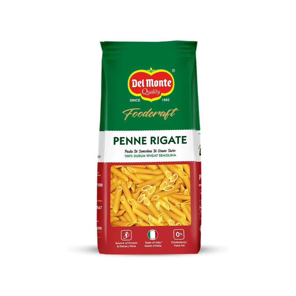 Del Monte Foodcraft Penne Pasta 400g | 100% Durum Wheat/Semolina/Sooji Healthy Pasta | No Maida | Authentic Italian Taste | High Protein & Fibre | 100% Vegetarian, 0% Trans Fat