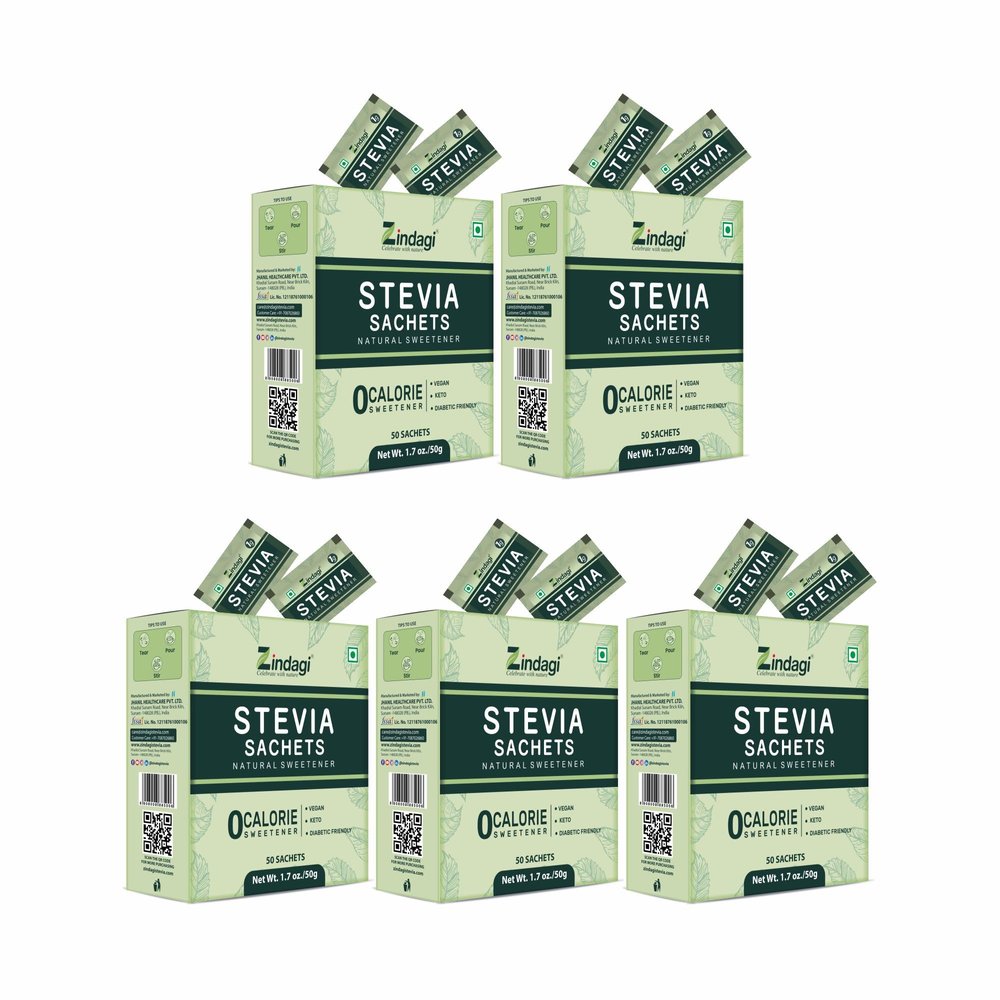Zindagi Stevia Powder Sachets | Natural Sugar Substitute | Keto & Vegan Friendly Sweetener | 250 Sachets