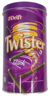 Delfi Twister Black Wafer Roll - Vanilla Cream, 320 Gm Tin