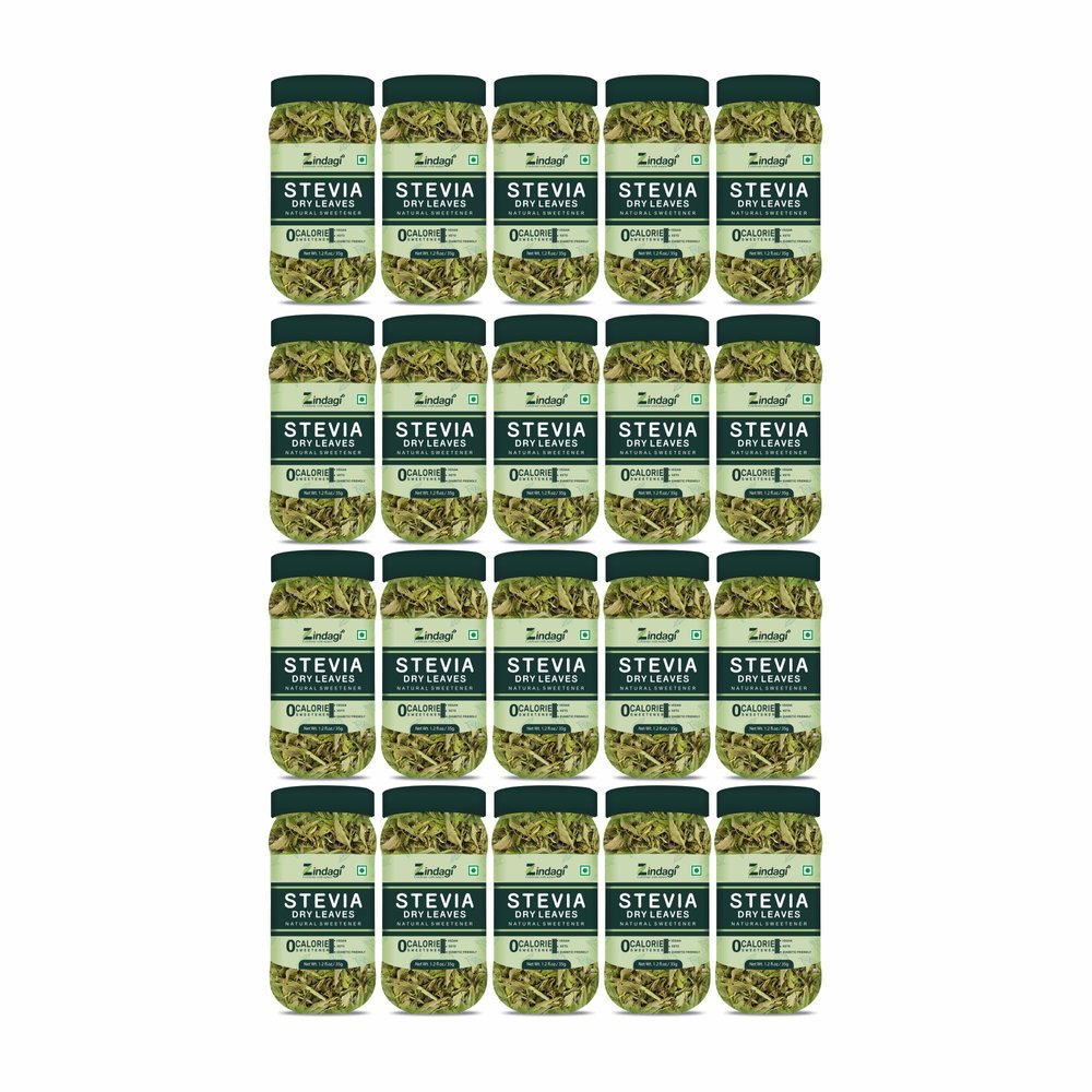 Zindagi Stevia Dry Leaves 35 GM - Natural Sugarfree Stevia Leaves - Sugrfree Sweetener (Buy 15 Get 5 Free)