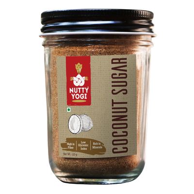 Nutty Yogi Coconut Sugar | Pure & Organic Coconut Sugar | Certified Organic & Healthy Alternative to Sugar | Freshly Made Good for Sugar Control, Low GI, Vegan | Gluten & Preservatives Free - 125gm