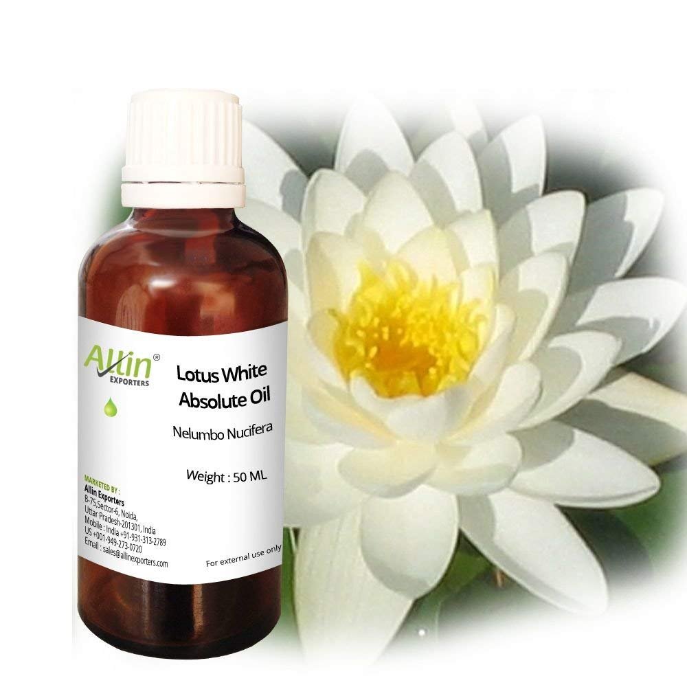Allin Exporters Lotus White Absolute Essential Oil Pure Natural and Therapeutic Grade for Aromatherapy & Body Massages (50 ML)