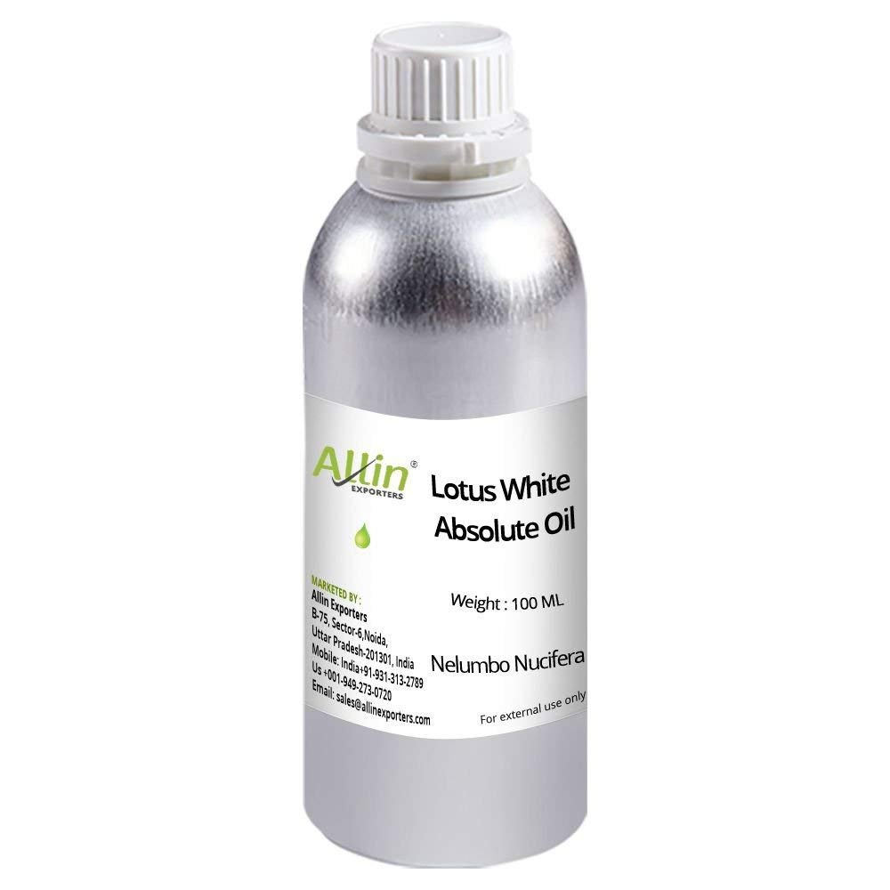 Allin Exporters Lotus White Absolute Essential Oil Pure Natural and Therapeutic Grade for Aromatherapy & Body Massages (100 ML)