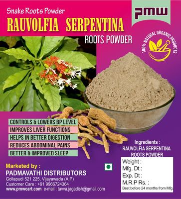 Pmw - Sarpagandha - Rauvolfia Serpentina - Snakeroot - 100 Gm Powder