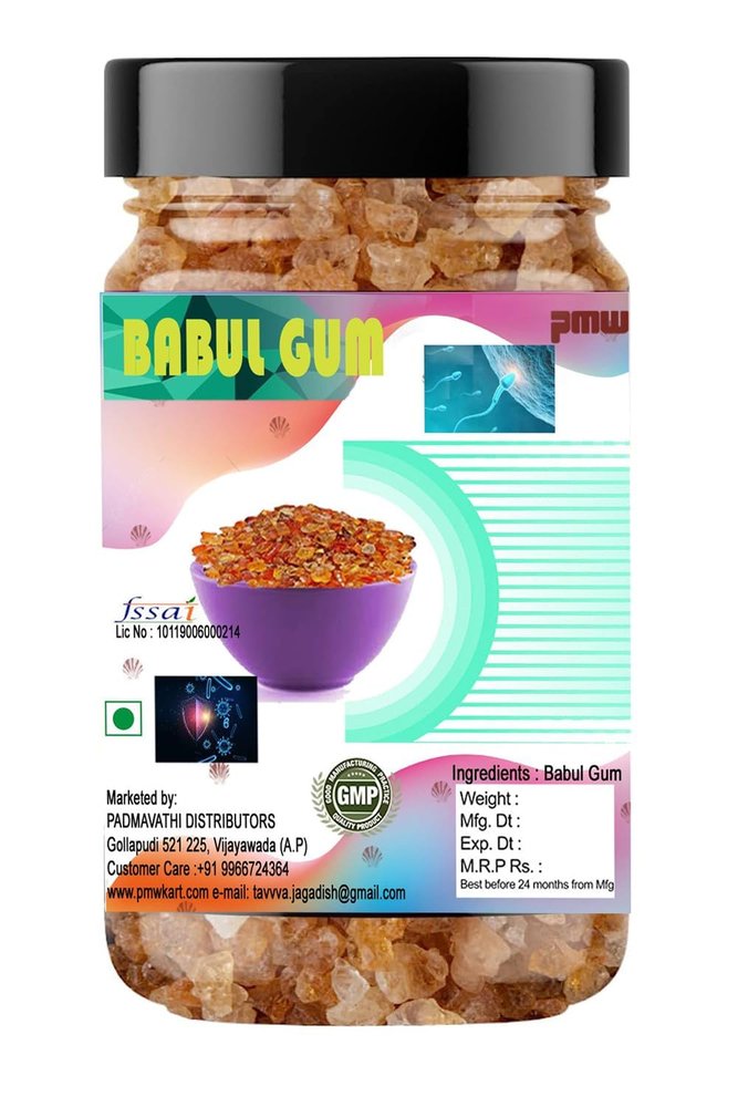 Pmw - Export Quality - Jar Pack - Acacia Arabica Gum - Babul Gond - 1 Kg - Acacia Edible Gum, Acacia Gum, Babool Gond for Ladoo, Edible Gum