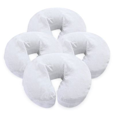 4, White: London Linens Pack Of 4, Premium Extra Thick Flannel Massage Table Face Rest Cover Cozies, Includes 4Pcs (White)