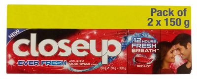 Closeup Red Hot Gel Toothpaste - Ever Fresh,Fresh Breath, 300g Combo Pack