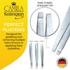 Camila Solingen CS26 4" Professional Surgical Grade Stainless Steel Precision Tip Eyebrow Tweezers for Facial Hair Shaping & Removal. Beauty Tool for Men/Women. Made in Solingen Germany (Straight) view 3