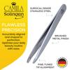 Camila Solingen CS25 4" Professional Surgical Grade Stainless Steel Precision Tip Eyebrow Tweezers for Facial Hair Shaping & Removal. Beauty Tool for Men/Women. Made in Solingen Germany (Slanted) view 2