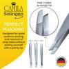 Camila Solingen CS25 4" Professional Surgical Grade Stainless Steel Precision Tip Eyebrow Tweezers for Facial Hair Shaping & Removal. Beauty Tool for Men/Women. Made in Solingen Germany (Slanted) view 3