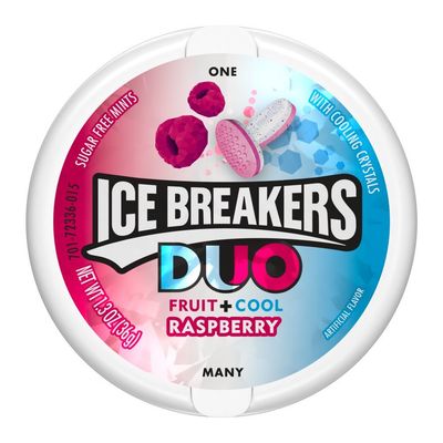 Ice Breakers Sugar-free Duo Fruit + Cool Raspberry Mints, 36g - Pack of 2, Pink & White