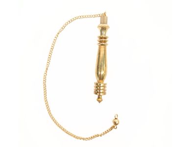 Jet Long Karnak Isis Ring Gold Pendulum Plate Chamber w/Chord Reiki Wiccan Free Booklet Jet International Crystal Therapy Healing Dowsing Metaphysical Spiritual Answers Occult Mystic