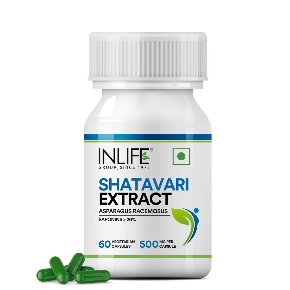 INLIFE Shatavari Capsule for Women 500mg | Saponins > 20% | Herbal Supplement - 60 Vegetarian Capsules (Pack of 1)