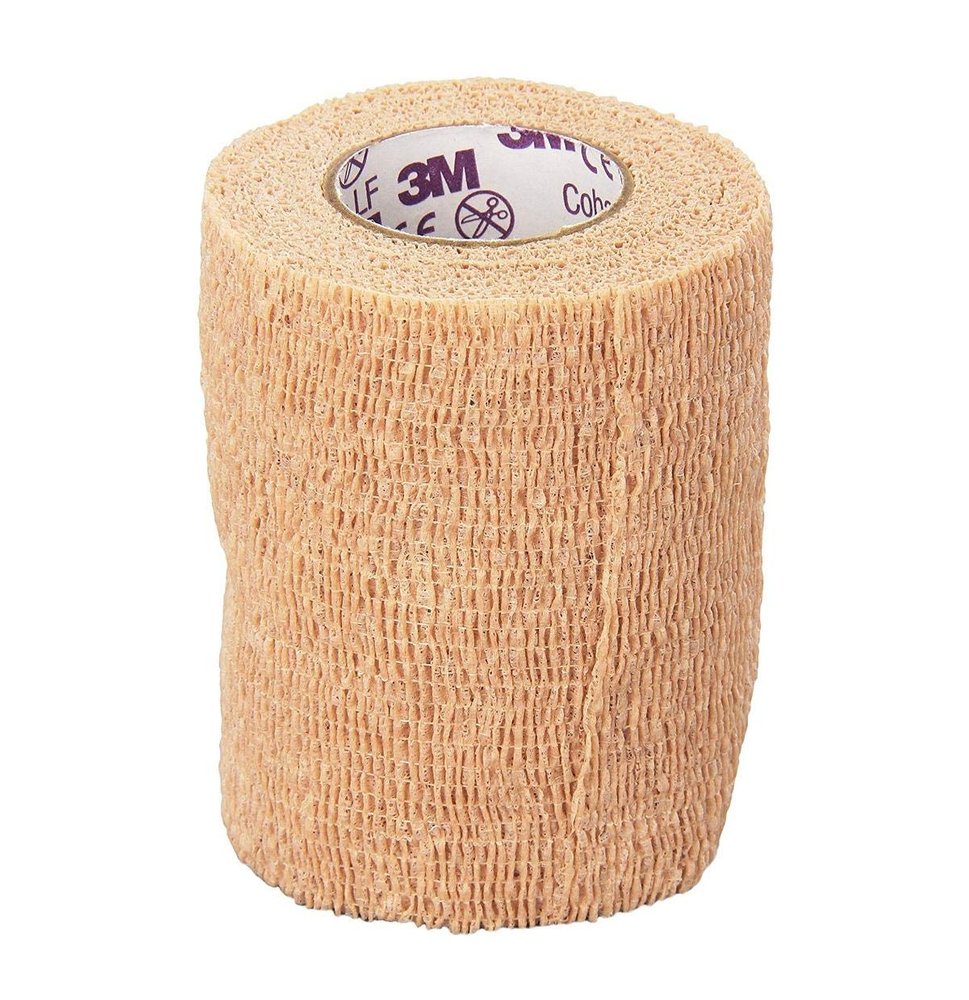 3M 66426 Coban Self-Adherent Wrap Compress or Protect Wound Sites and Immobilize Injuries, Tan, 3" Width, 5yds Length