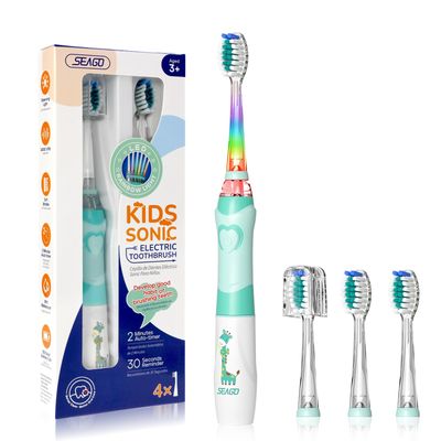 Electric Toothbrush Sonic Toothbrush for Kids, Soft Battery Powered Tooth Brush with Smart Timer,Waterproof Replaceable Deep Clean For Boys and Girls(Age of 5+)Travel Toothbrush by SEAGO SG977(