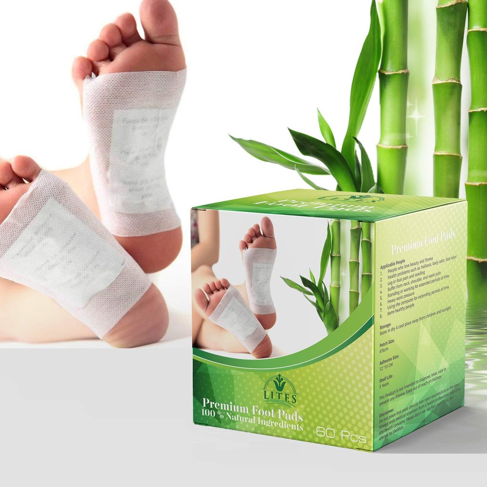 LITES Premium Foot Pads - (60pcs) Natural & Organic, Relieve Stress, Improve Sleep Quality, Unisex-Adults, White, Foot Pads