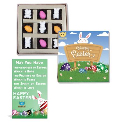 BOGATCHI Easter Eggs and Bunnies, Chocolate Easter Eggs and Bunnies, Eggs and Bunnies for Easter Celebrations, 9 Pieces + Free - Easter Greeting Card