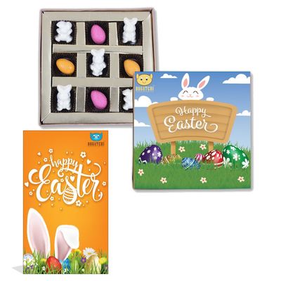 BOGATCHI Chocolate Eggs and Bunnies, Easter Eggs and Bunnies,Chocolate Eggs and Bunnies for Easter Celebrations, 9 Pieces + Free - Easter Greeting Card