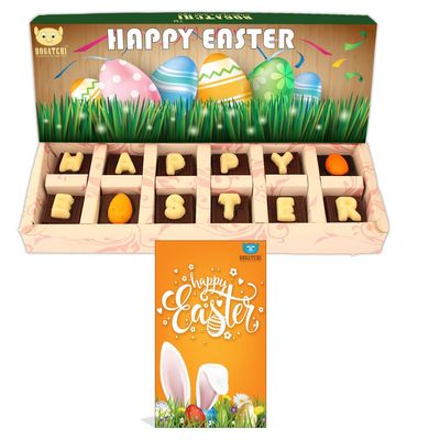 BOGATCHI Happy Easter Chocolates, Easter Eggs & Chocolates for Easter Celebrations, 12 pcs + Free - Easter Greeting Card