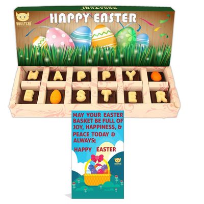 BOGATCHI Happy Easter Chocolates, Easter Eggs and Chocolates for Easter Celebrations, 12 Pieces + Free - Happy Easter Greeting Card