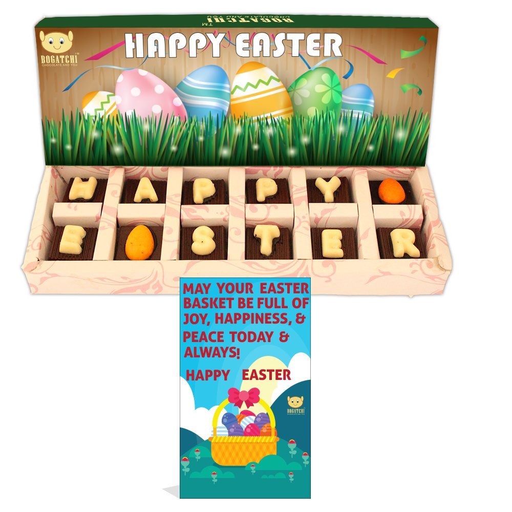 BOGATCHI Happy Easter Chocolates, Easter Eggs and Chocolates for Easter Celebrations, 12 Pieces + Free - Happy Easter Greeting Card
