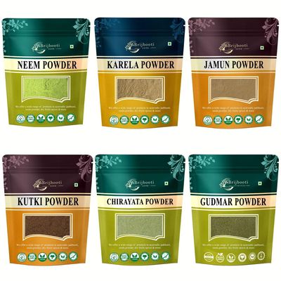 BIRJU MAHAVIR BMKB-164 Combo pack of Neem Patti- Jamun- Karela- Kutki- Chirayata- Gudmar Powder, 550 g
