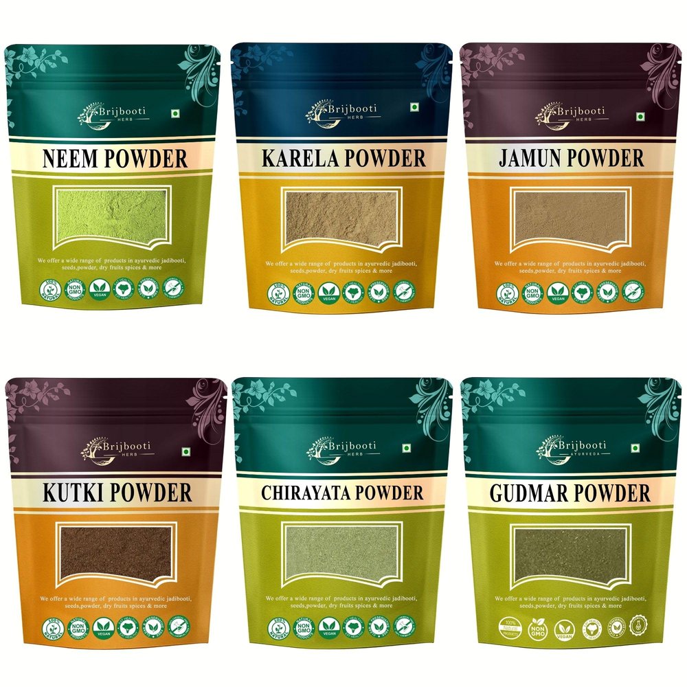 BIRJU MAHAVIR BMKB-164 Combo pack of Neem Patti- Jamun- Karela- Kutki- Chirayata- Gudmar Powder, 550 g