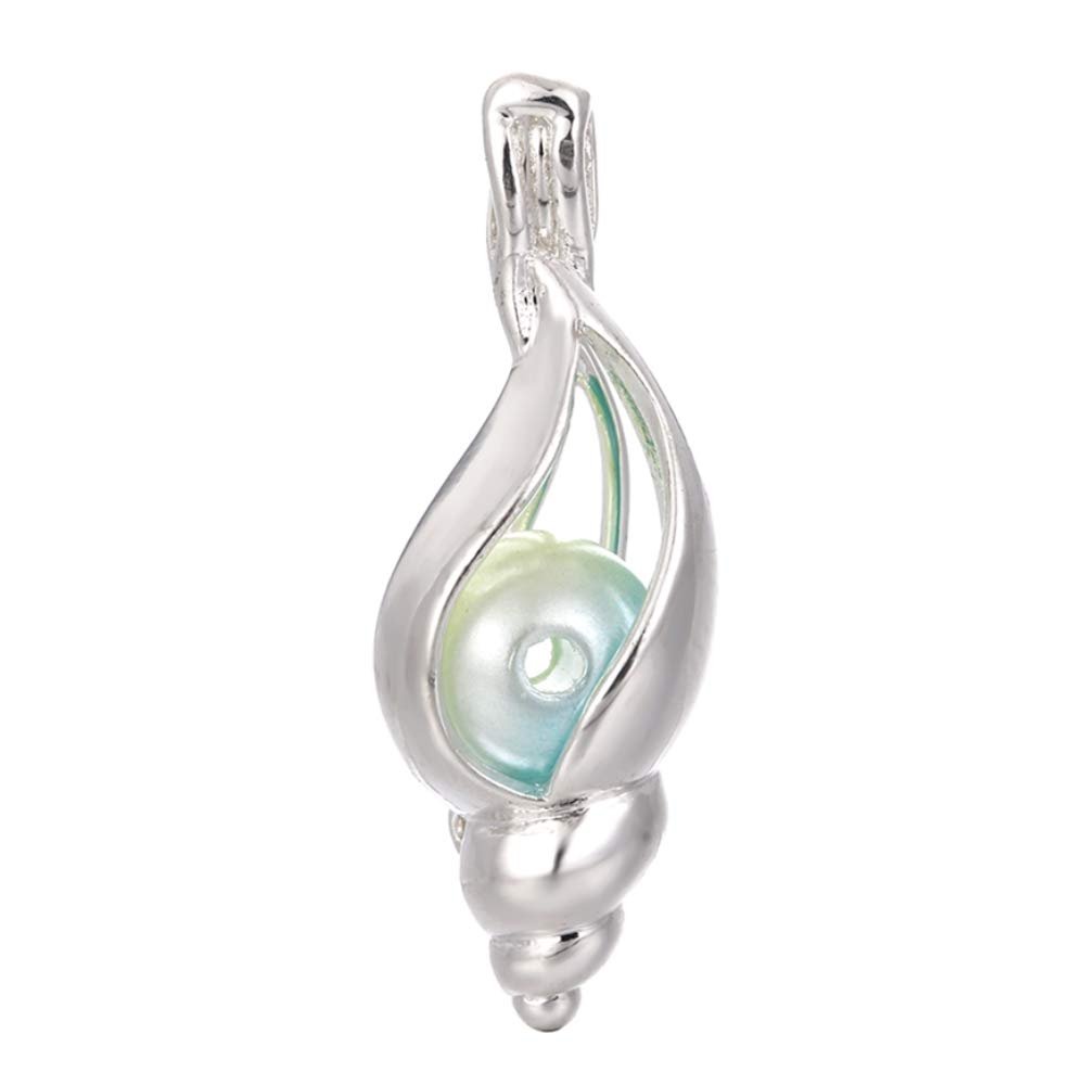 10pcs Silver Conch Pearl Cage Beads Cage Locket Pendant Jewelry Making--For Oyster Pearls, Essential Oil Diffuser, Fun Gifts (Conch)