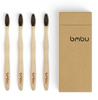 Bamboo Toothbrush 4 Pack - Medium/Soft Charcoal Bristles Tooth Brushes Wooden Handle - BPA Free, Eco Friendly, Vegan Product Gift Idea, Sustainably Grown in Recycled Biodegradable Packaging view 1
