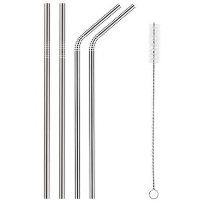 Fancyku Stainless Steel Straws for Drinking with Brushes (2 Bent + 2 Straight +1 Brush)