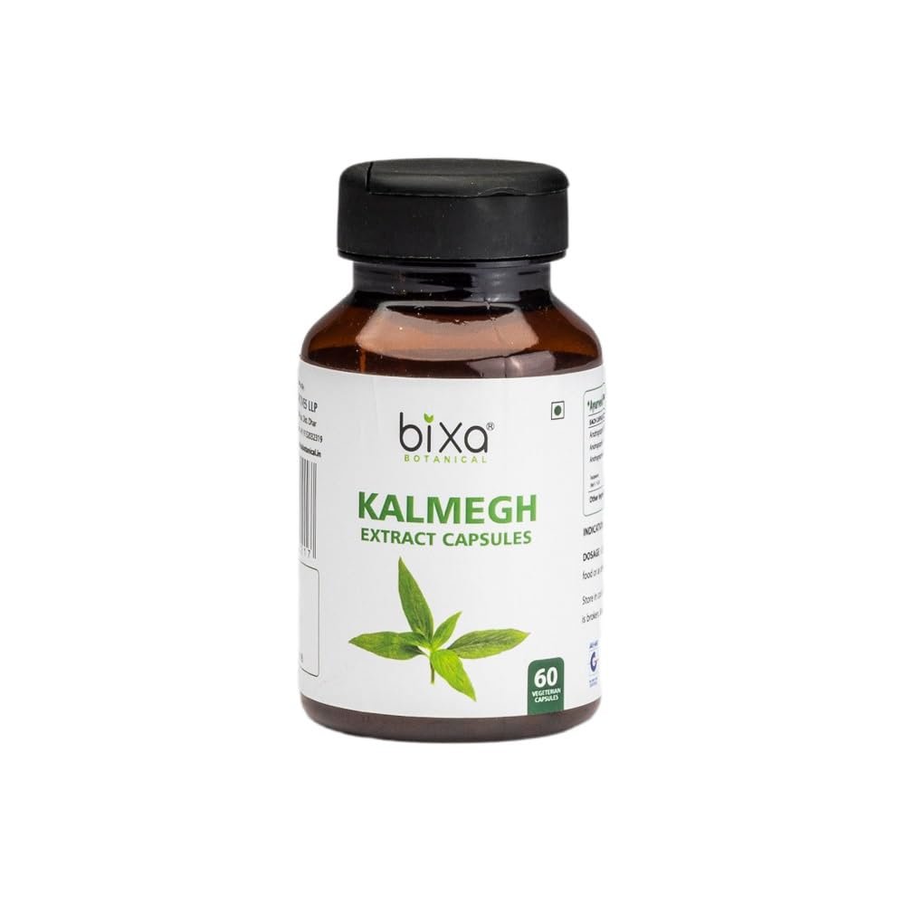 Bixa Botanical Kalmegh Capsules (Andrographis) 20% Andrographolide Extract | 60 Vegan Capsules | Liver Detox Support, Immunity Booster | Herbal Supplement for Liver Health