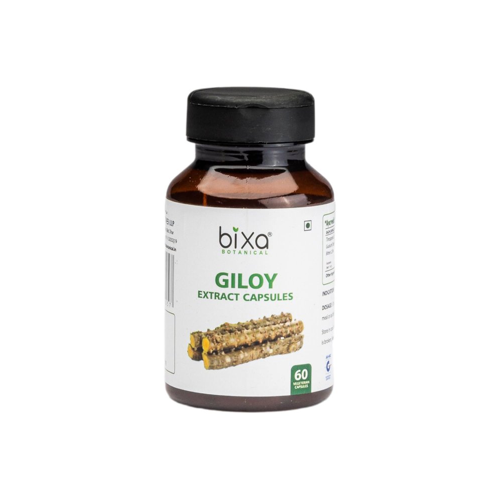 Bixa Botanical Guduchi/Giloy Extract with 2.5% Bitters | 60 Veg Capsules (450mg) | Useful In Immunity Wellness | Overall Body Pain & Anti-Inflammation Supplement