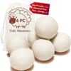 Tidy Monster 6 Pack All Natural Organic Wool Dryer Balls Xl Size - Reusable Chemical Free Natural Fabric Softener Anti Static Reduces Clothing Wrinkles And Saves Drying Time (White) view 1