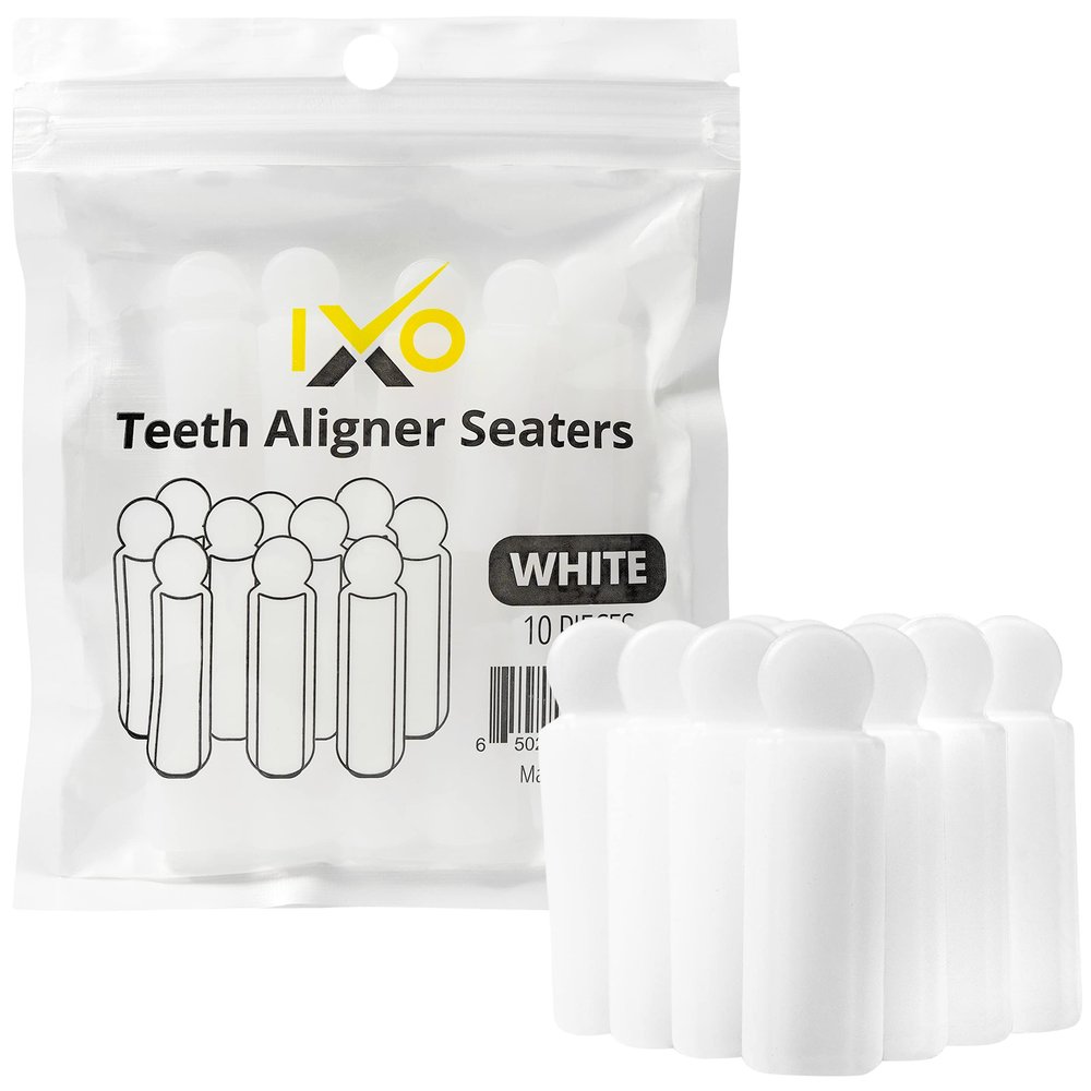 IXO Aligner Seater Chewies With Grip Handle for Invisalign Aligners, Unscented, With Storage Case (10PCs) (White)