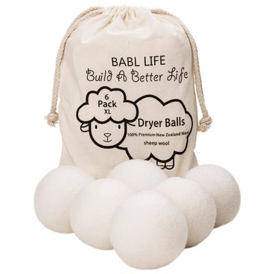 Upgraded Version(Made of The Latest Shearing)-Wool Dryer Balls-Pack of 6 XL,Premium Reusable New Zealand Natural Fabric Softener,Saves Drying Time, Handmade